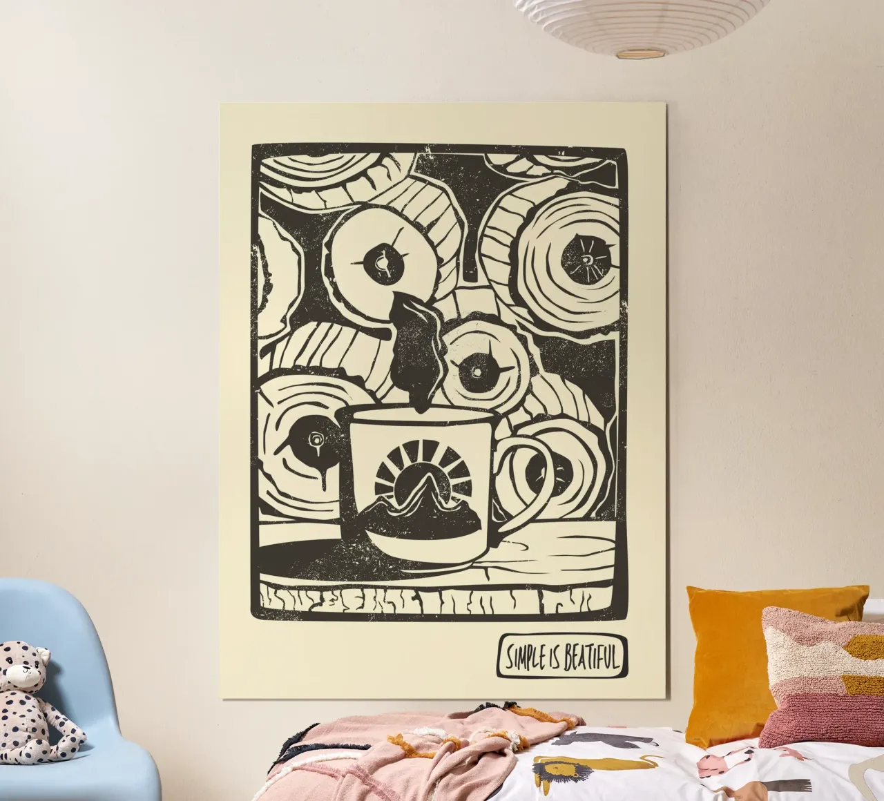 Simple Is Beautiful poster con telaio in plastica da Indigo Rain