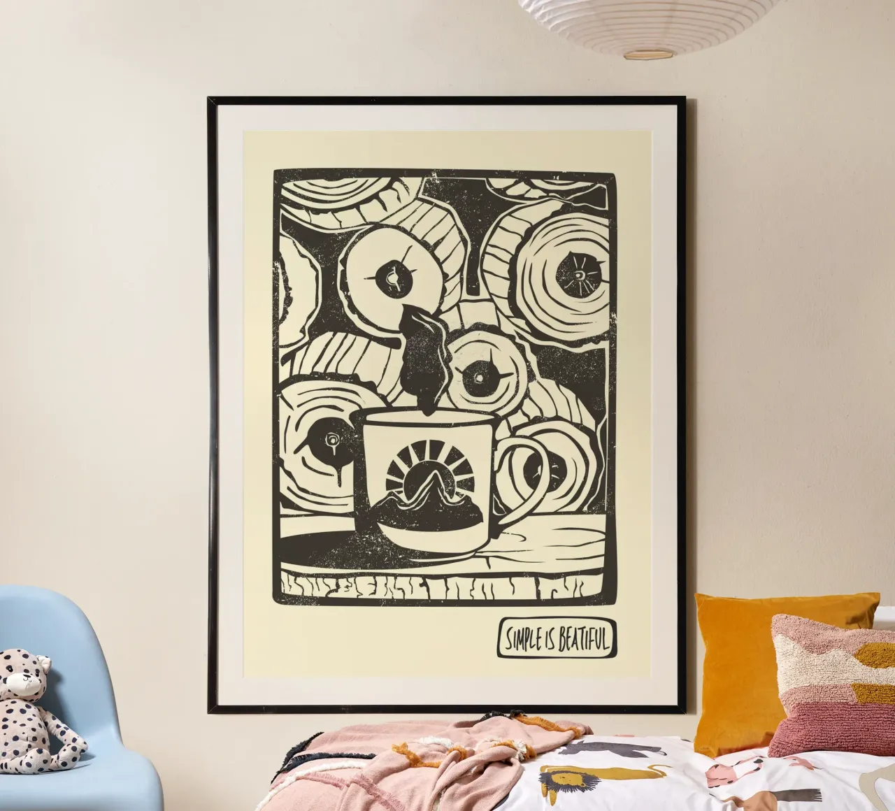 Simple Is Beautiful poster con telaio in plastica da Indigo Rain