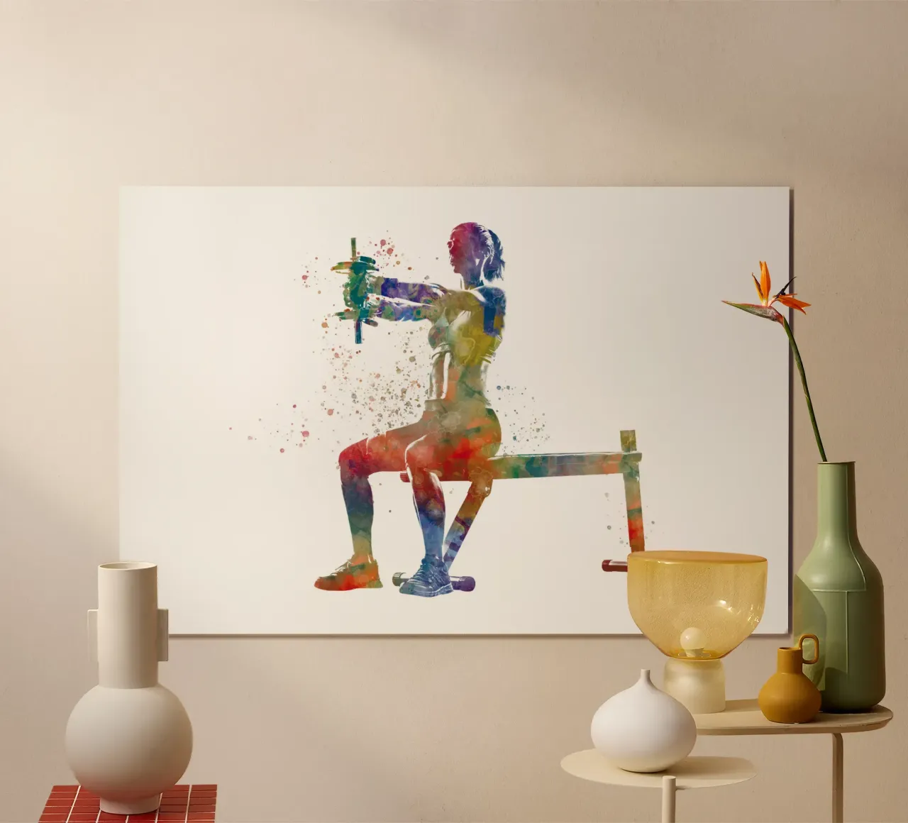 Esercizio di fitness con l'acquerello poster con telaio in plastica da ⚽ Sports Pulse