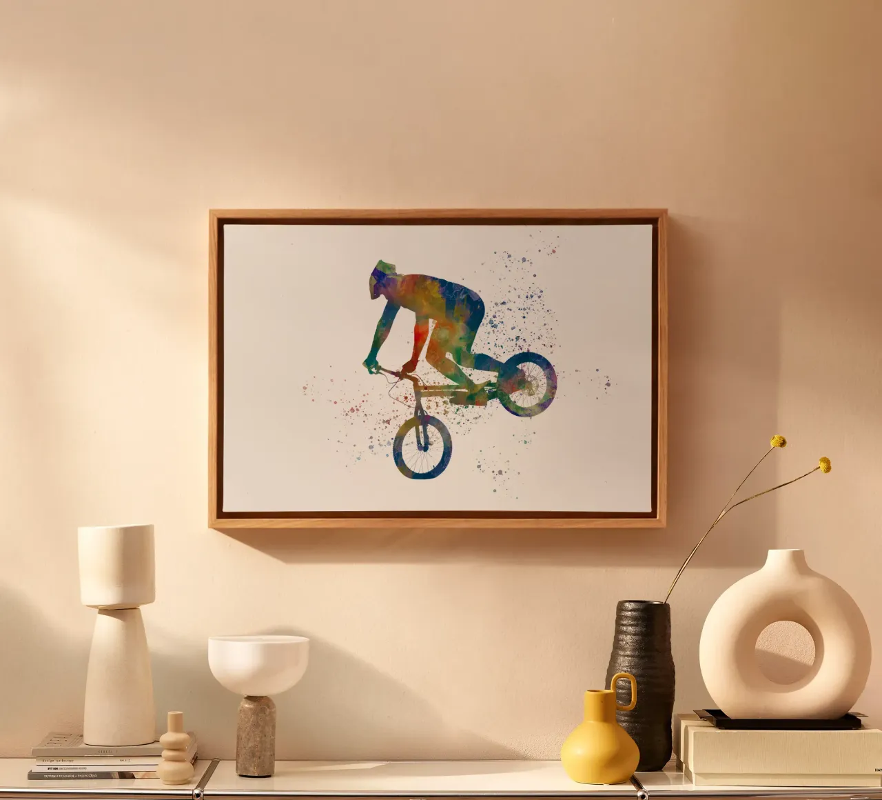 Gara di bici BMX ad acquerello tela con Cornice a cassetta da ⚽ Sports Pulse