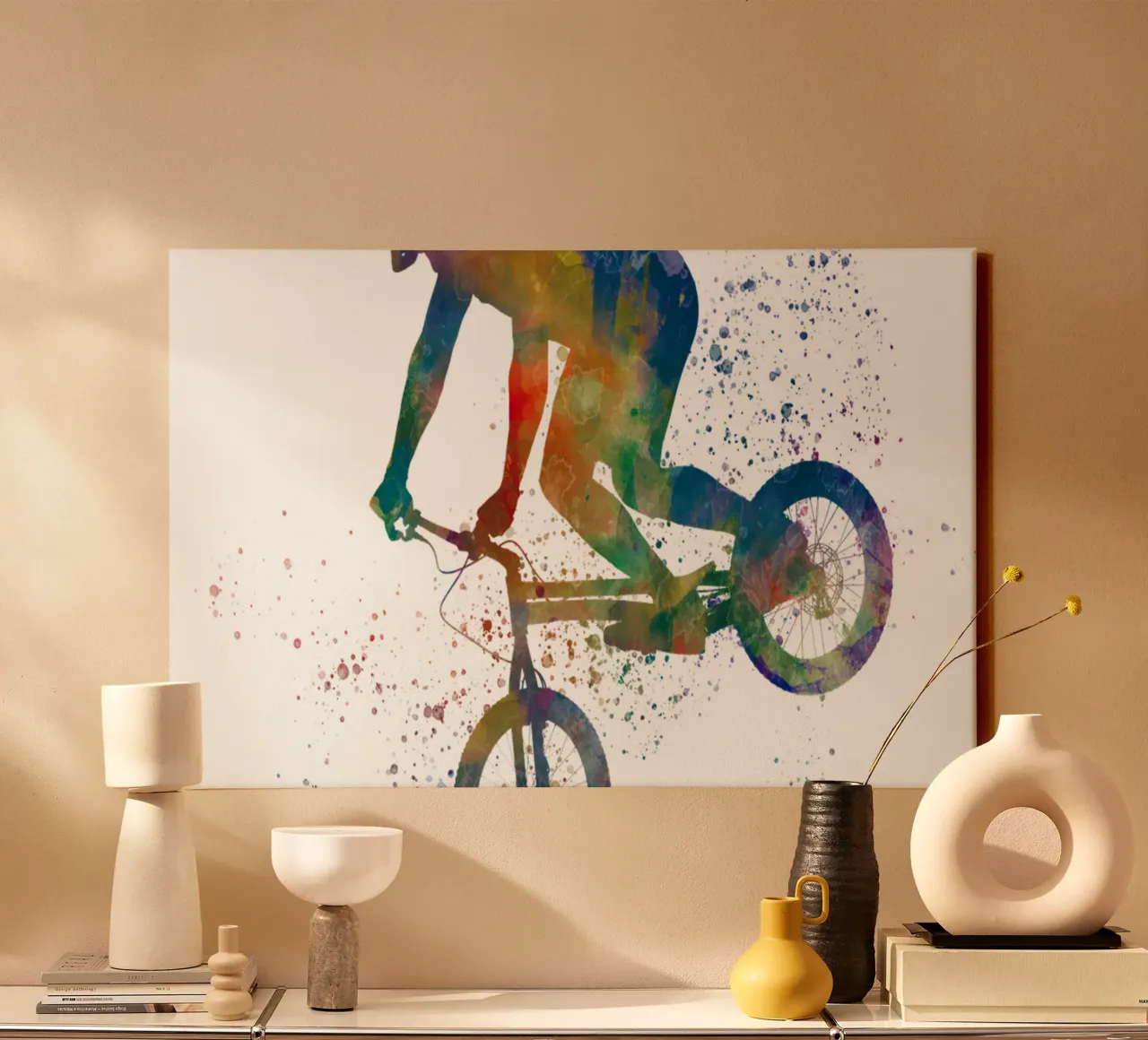 Gara di bici BMX ad acquerello tela con Cornice a cassetta da ⚽ Sports Pulse