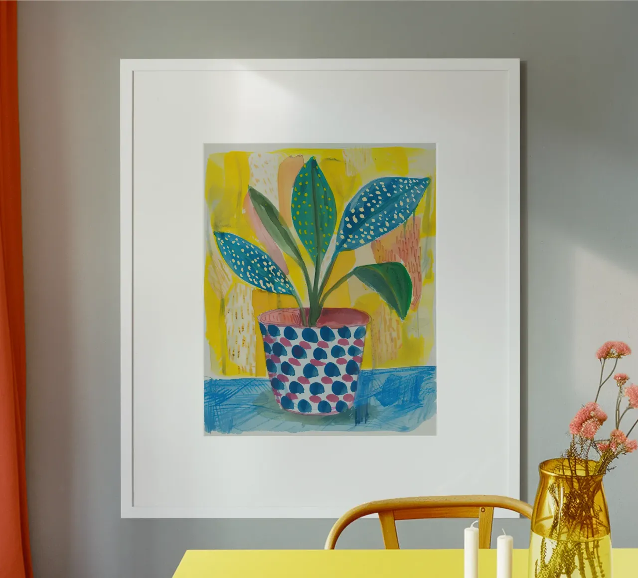 Foglie gioiose poster con telaio in alluminio da DaarbyN