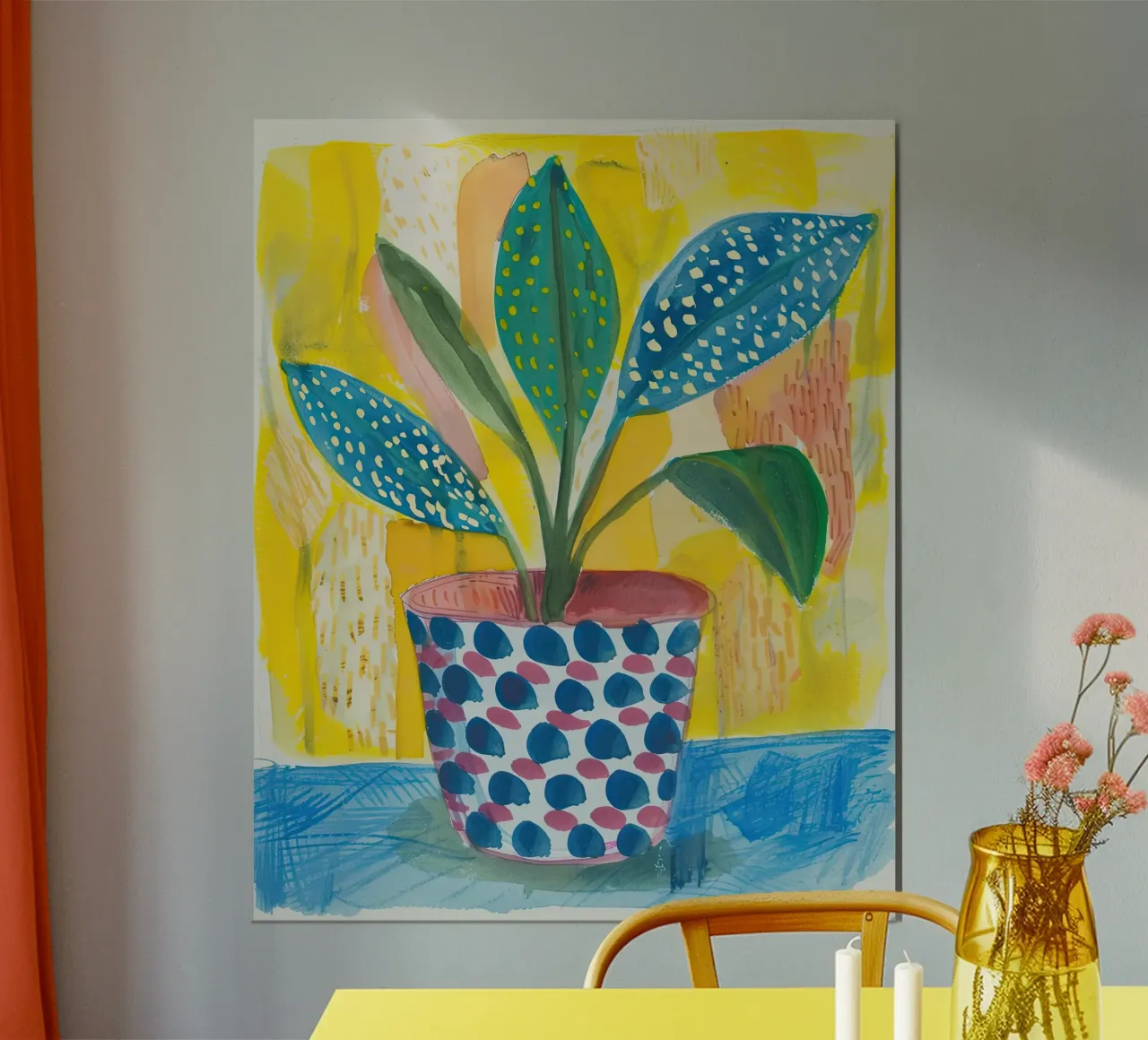 Foglie gioiose poster con telaio in alluminio da DaarbyN