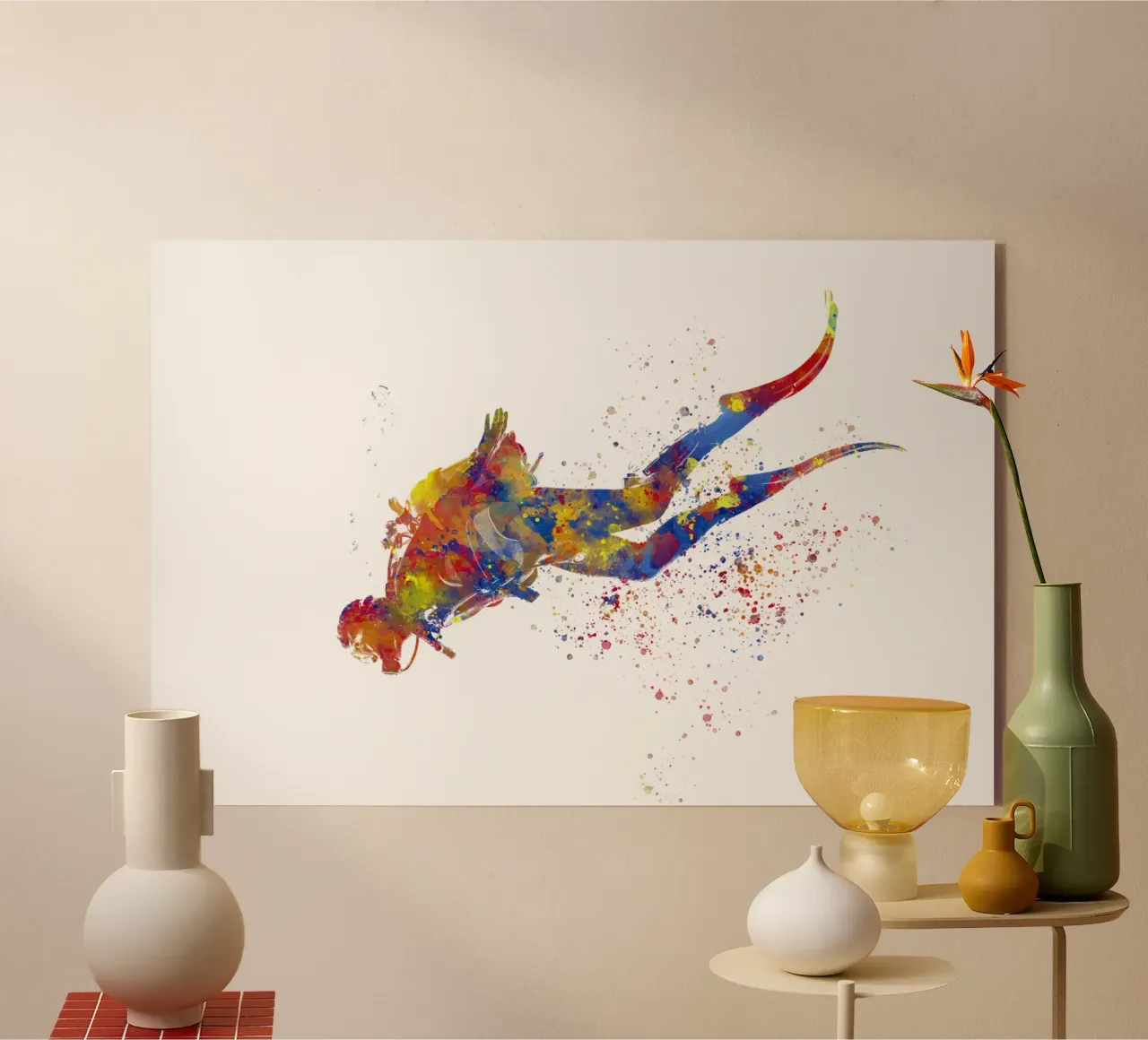 Tuffatore in acquerello plexiglass da ⚽ Sports Pulse