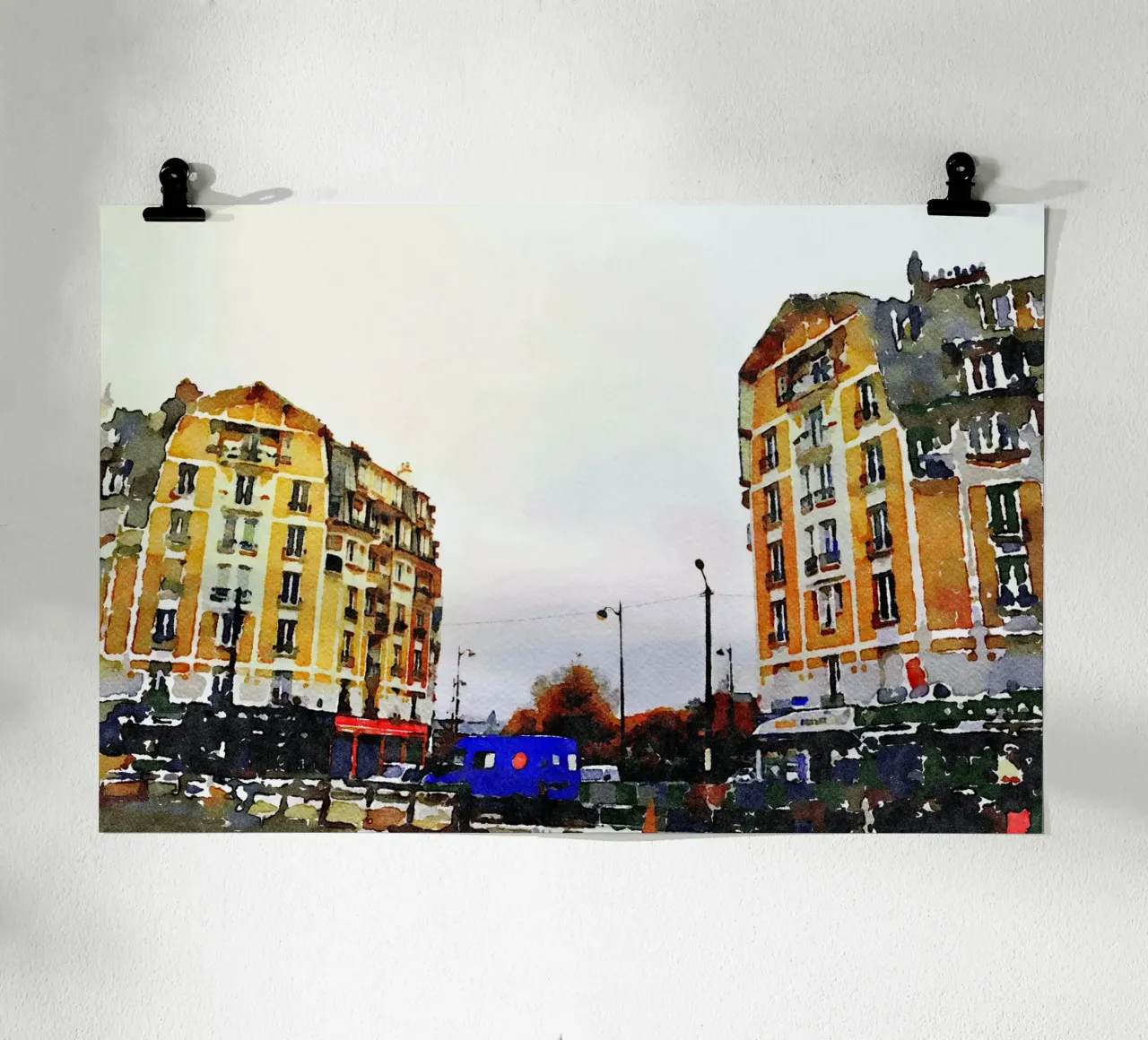 A Parigi poster con telaio in legno da Massimo Frascogna