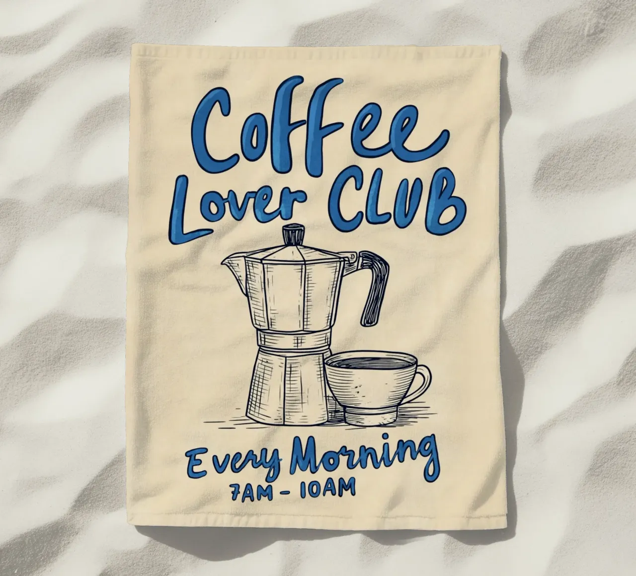 Caffè ogni mattina telo mare da Carinaprint