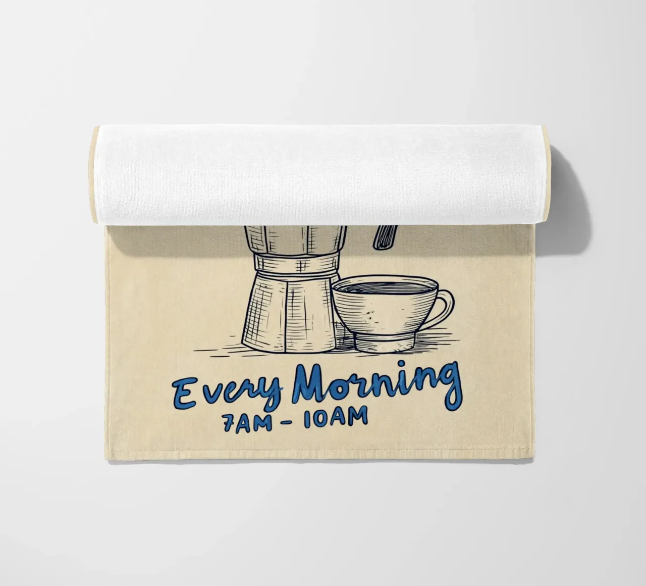 Caffè ogni mattina telo mare da Carinaprint