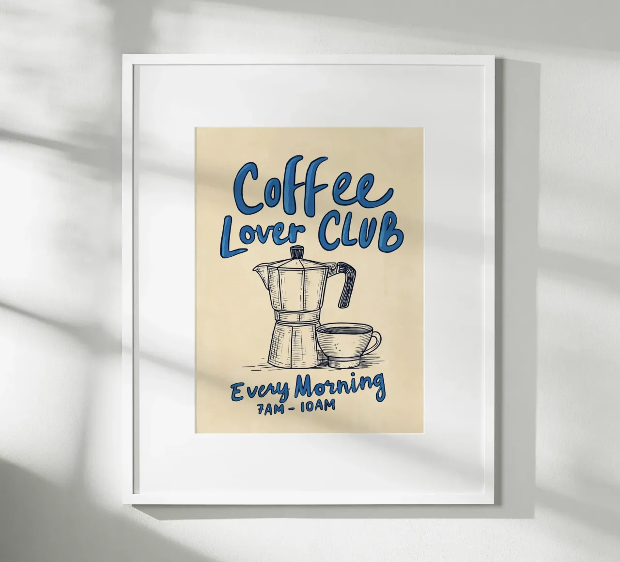 Caffè ogni mattina poster con telaio in plastica da Carinaprint