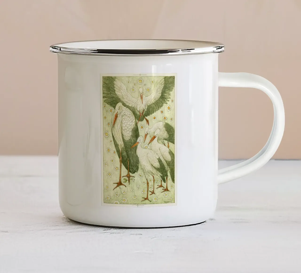 birds art nouveau tazza in smalto da vintageshop