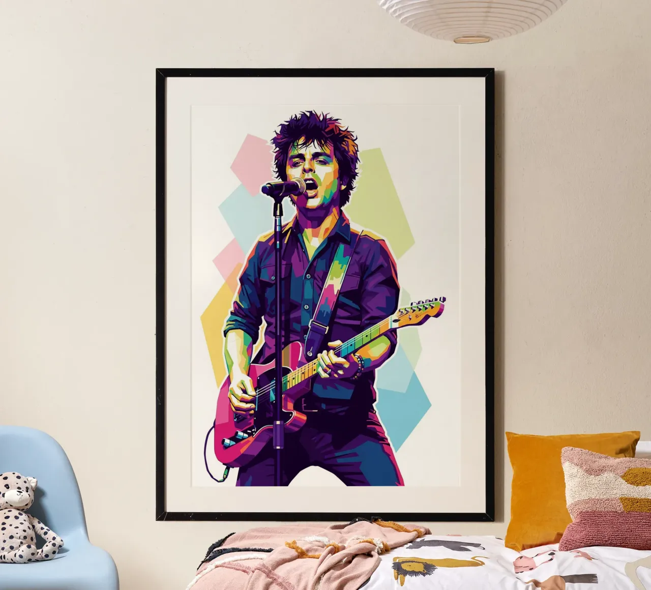 Billie Joe Armstrong - Green Day #1 poster con telaio in alluminio da Hantamrata