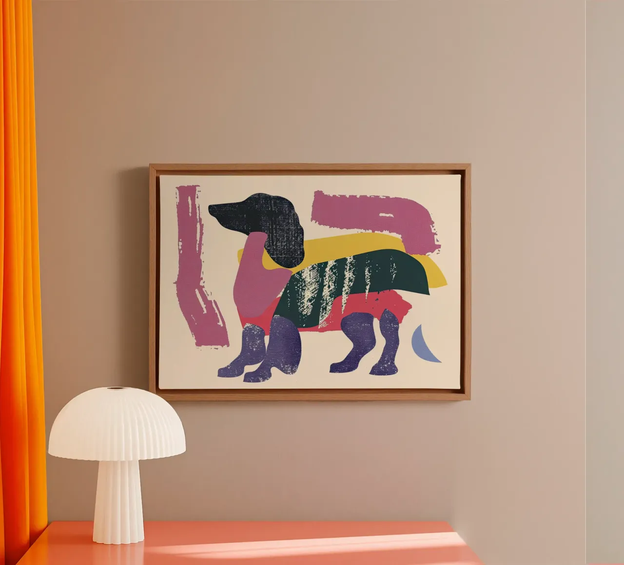 Abstracte hond canvas met Baklijst van DaarbyN