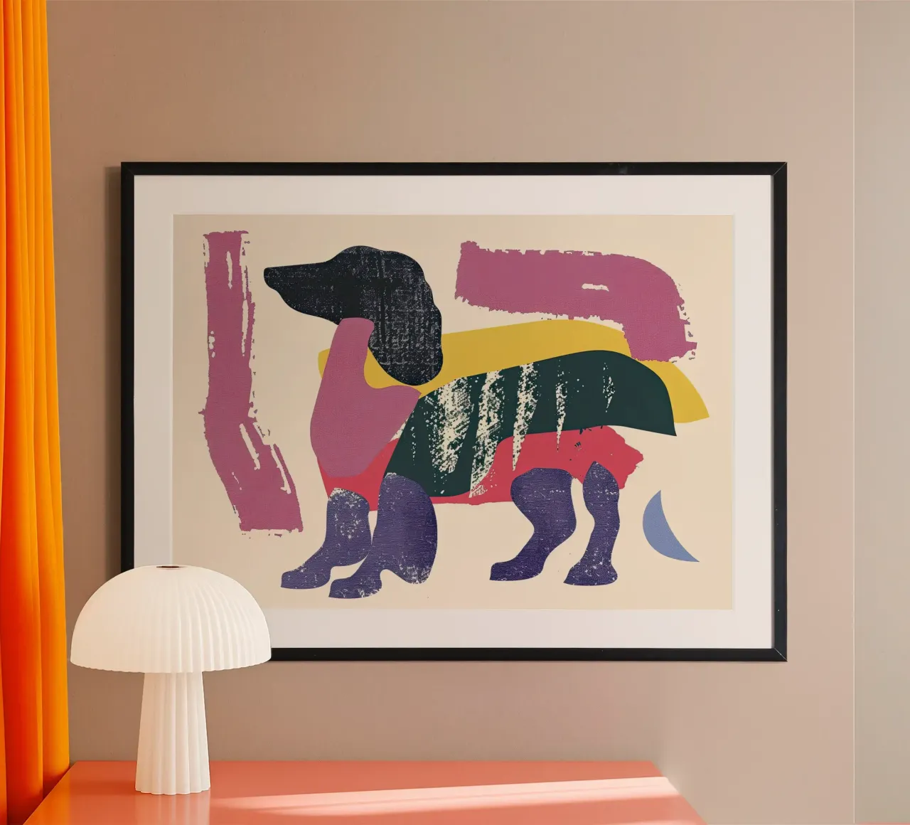 Canino astratto poster con telaio in legno da DaarbyN