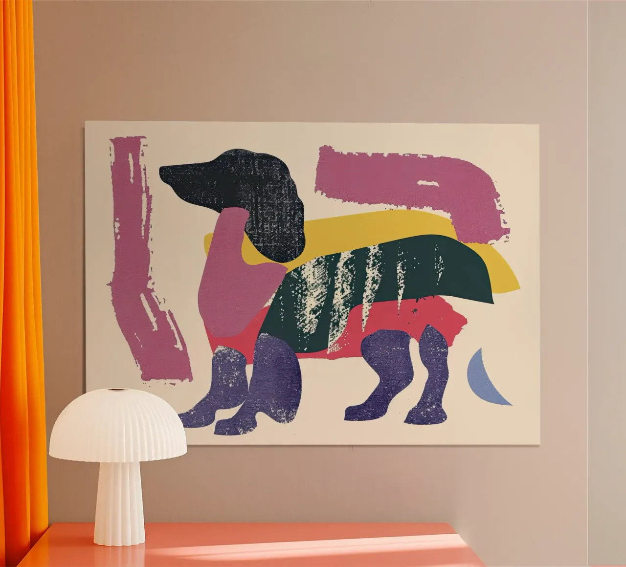 Canino astratto poster con telaio in legno da DaarbyN
