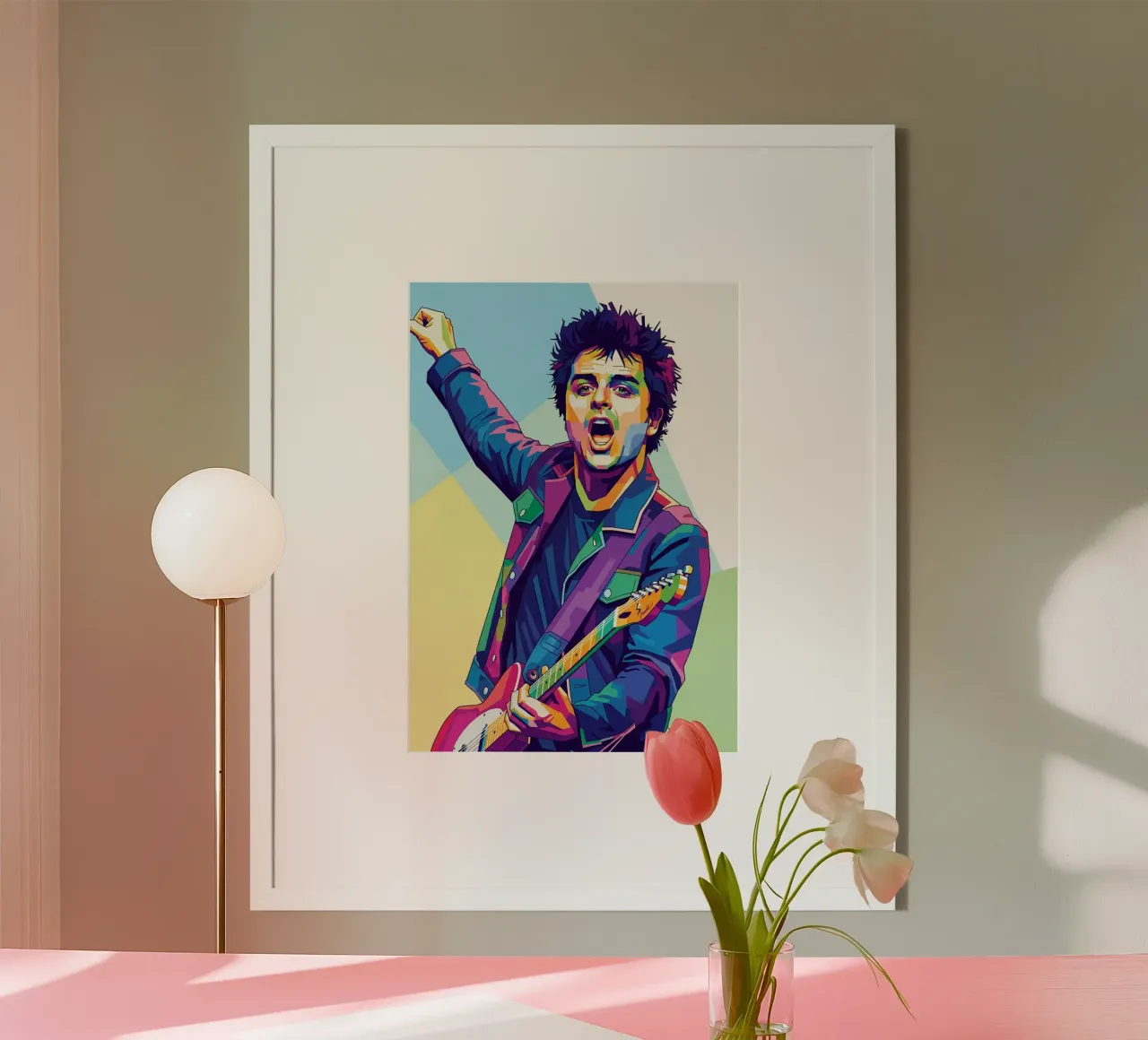 Billie Joe Armstrong - Green Day #2 poster con telaio in legno da Hantamrata