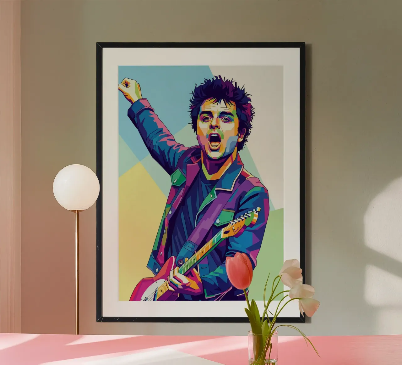 Billie Joe Armstrong - Green Day #2 poster con telaio in legno da Hantamrata