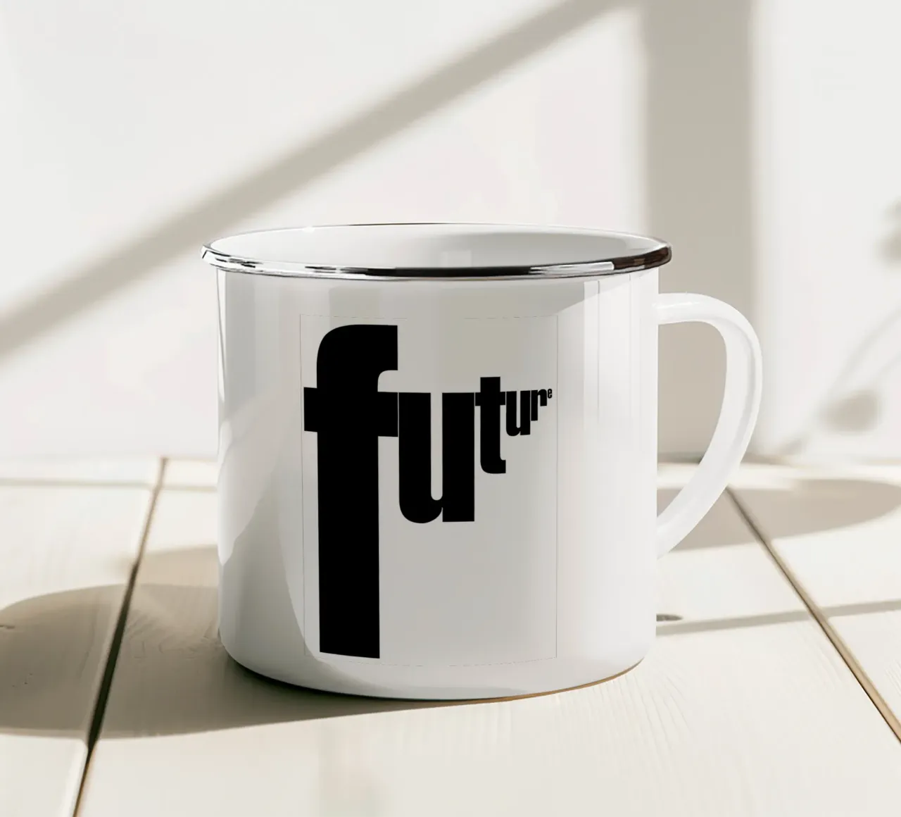 future tazza in smalto da Type & Tape