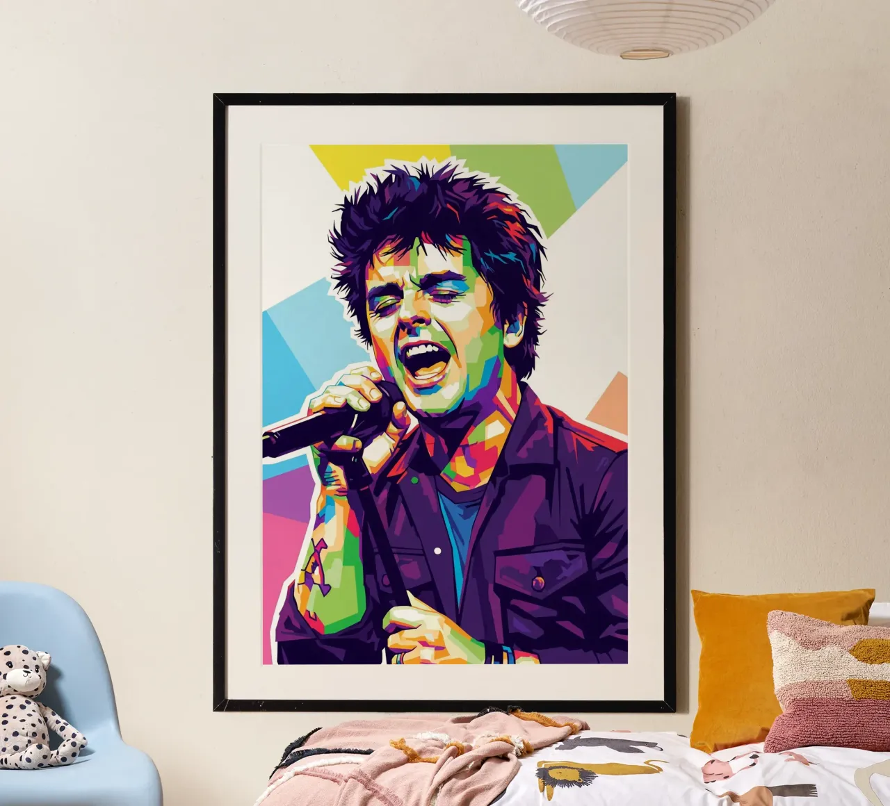 Billie Joe Armstrong - Green Day #3 poster con telaio in legno da Hantamrata