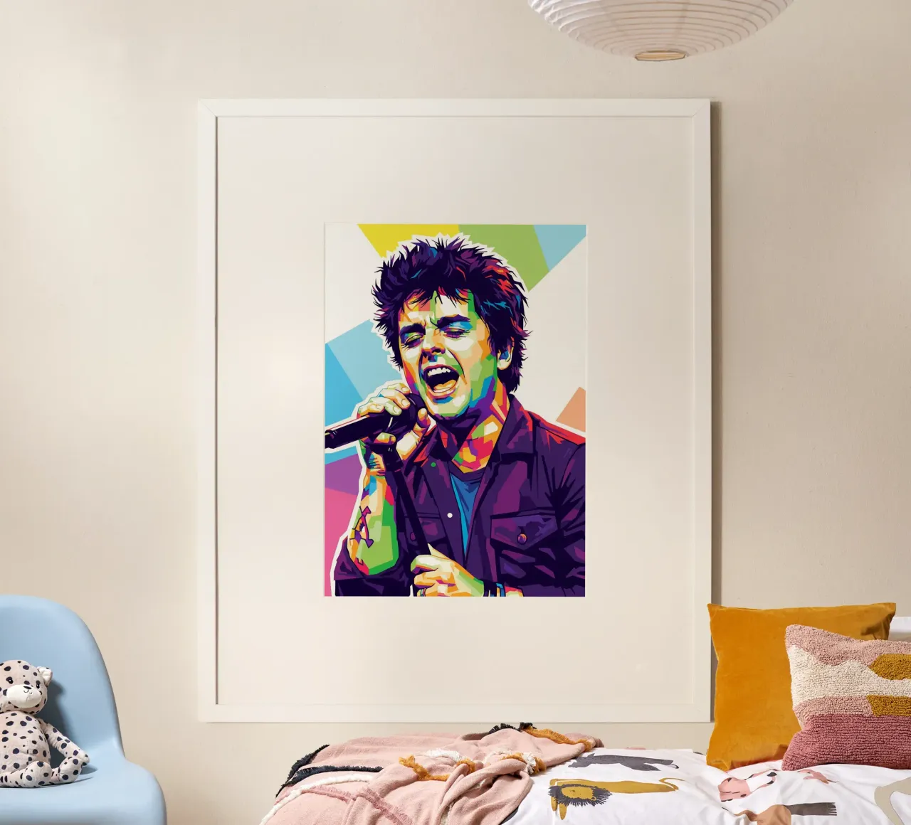 Billie Joe Armstrong - Green Day #3 poster con telaio in legno da Hantamrata