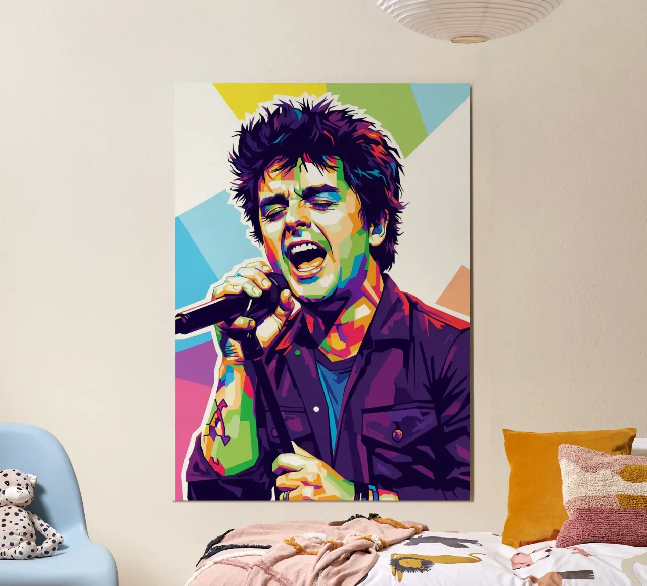 Billie Joe Armstrong - Green Day #3 poster con telaio in legno da Hantamrata