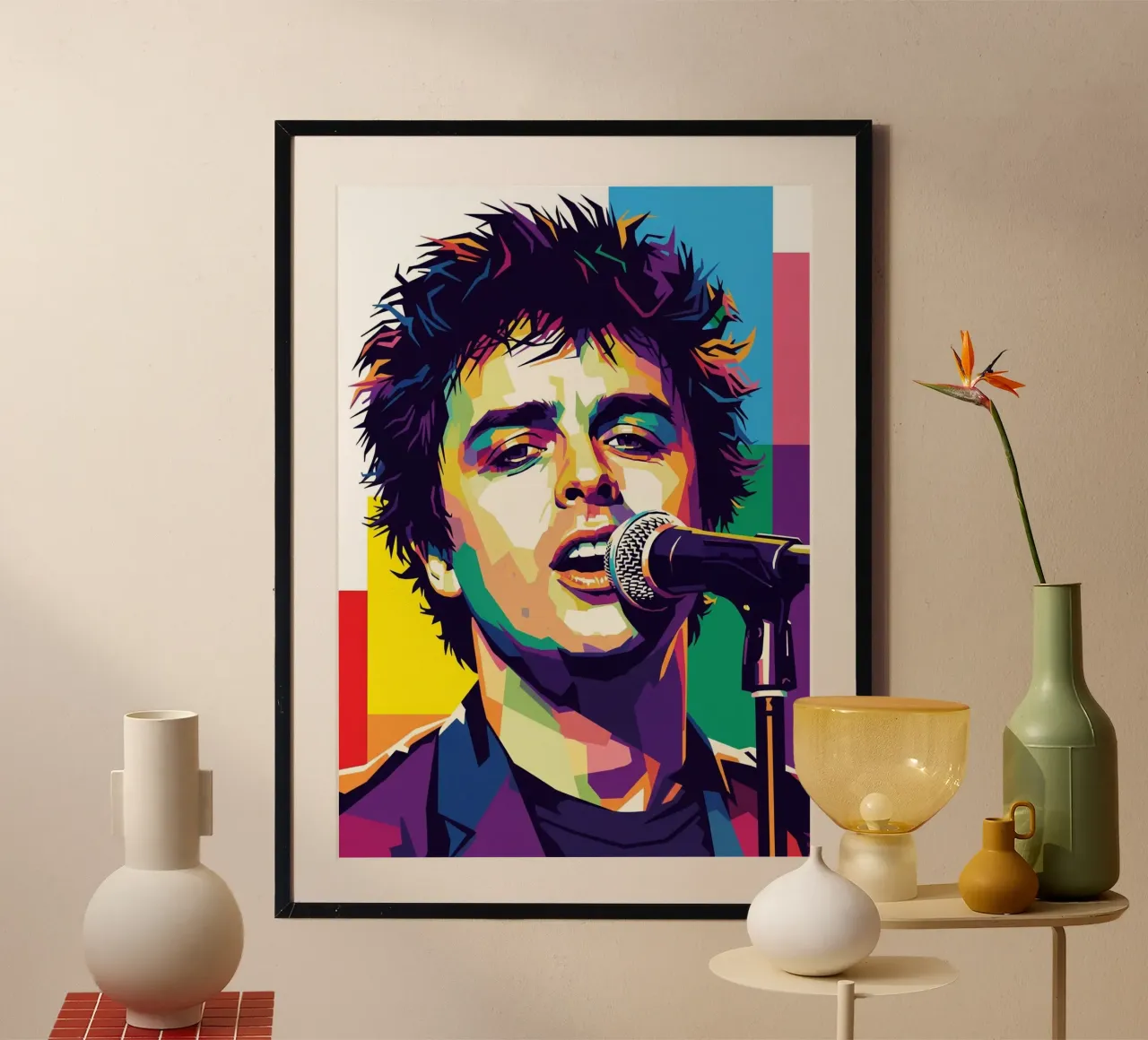 Billie Joe Armstrong - Green Day #4 poster con telaio in legno da Hantamrata