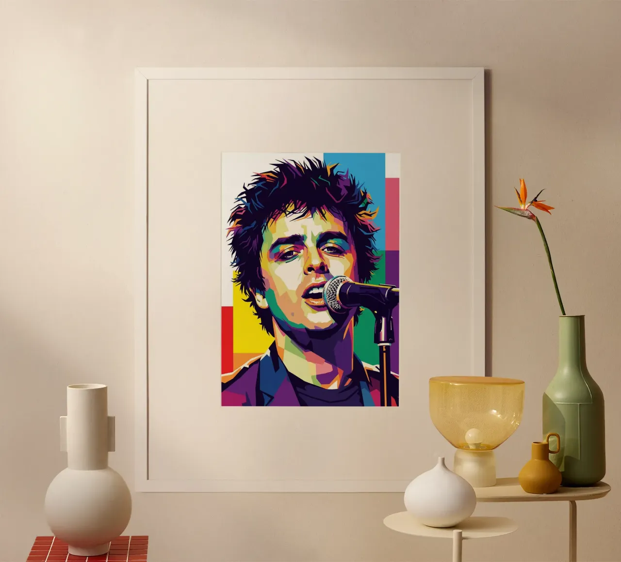 Billie Joe Armstrong - Green Day #4 poster con telaio in legno da Hantamrata
