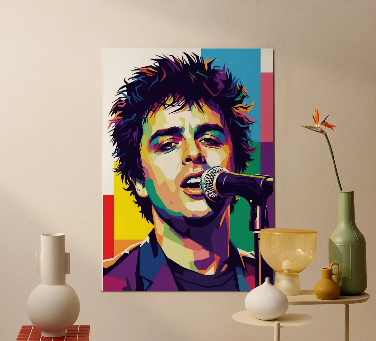 Billie Joe Armstrong - Green Day #4 poster con telaio in legno da Hantamrata