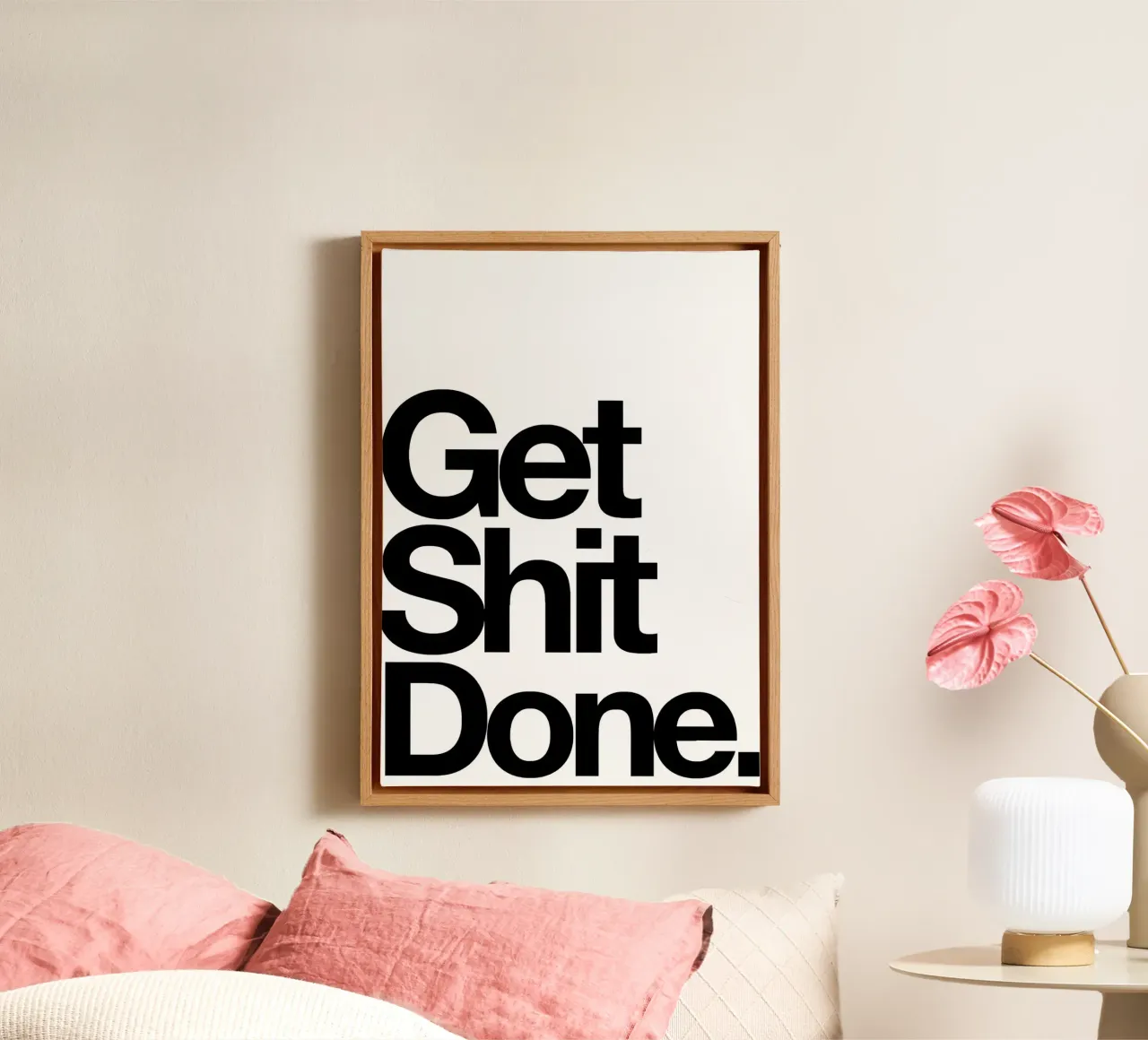 Get Shit Done tela con Cornice a cassetta da Type & Tape