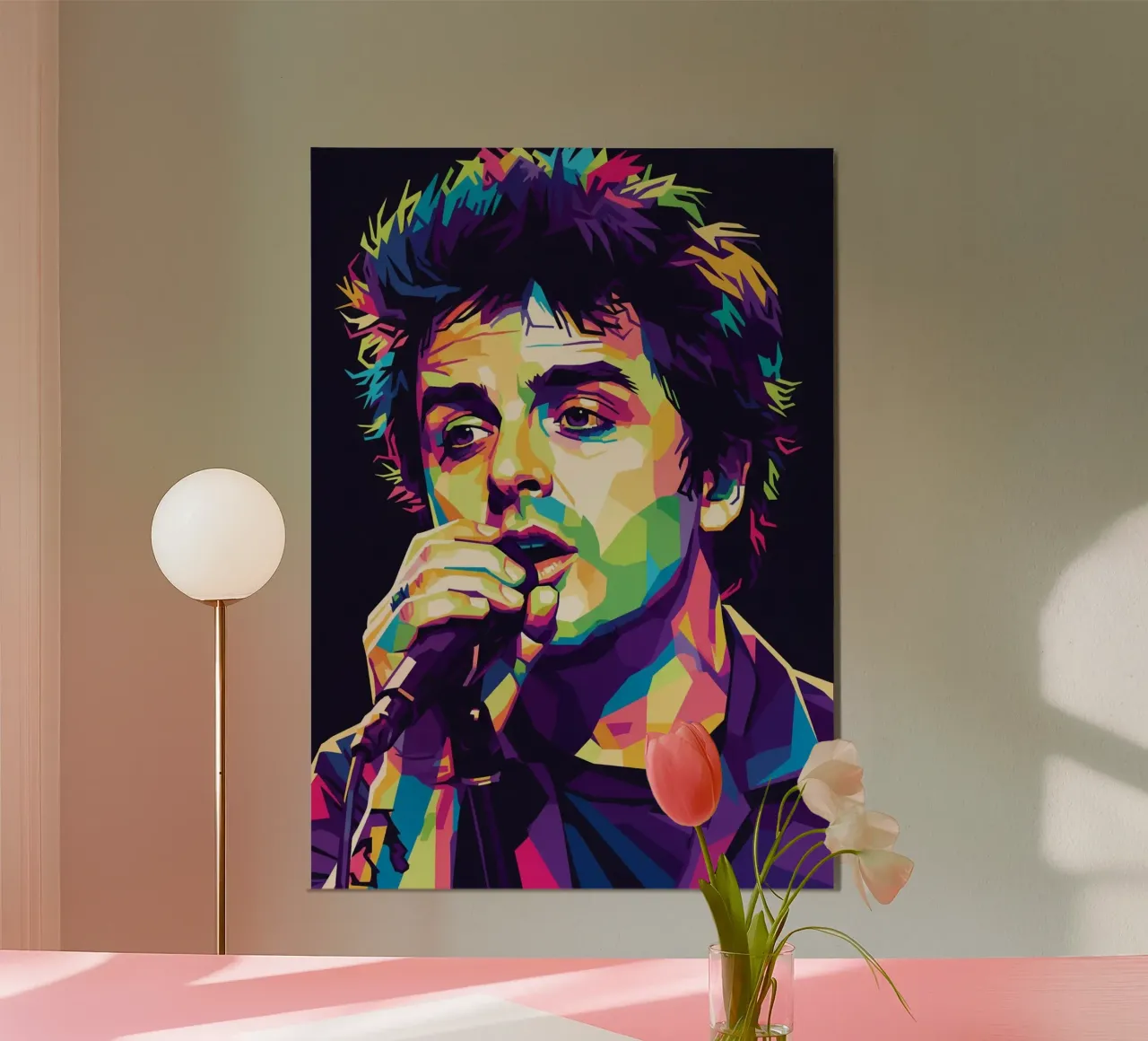 Billie Joe Armstrong - Green Day #5 poster con telaio in legno da Hantamrata