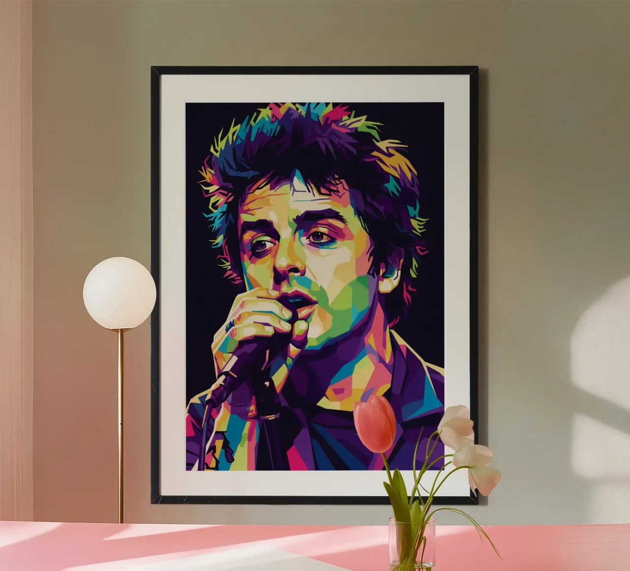 Billie Joe Armstrong - Green Day #5 poster con telaio in legno da Hantamrata