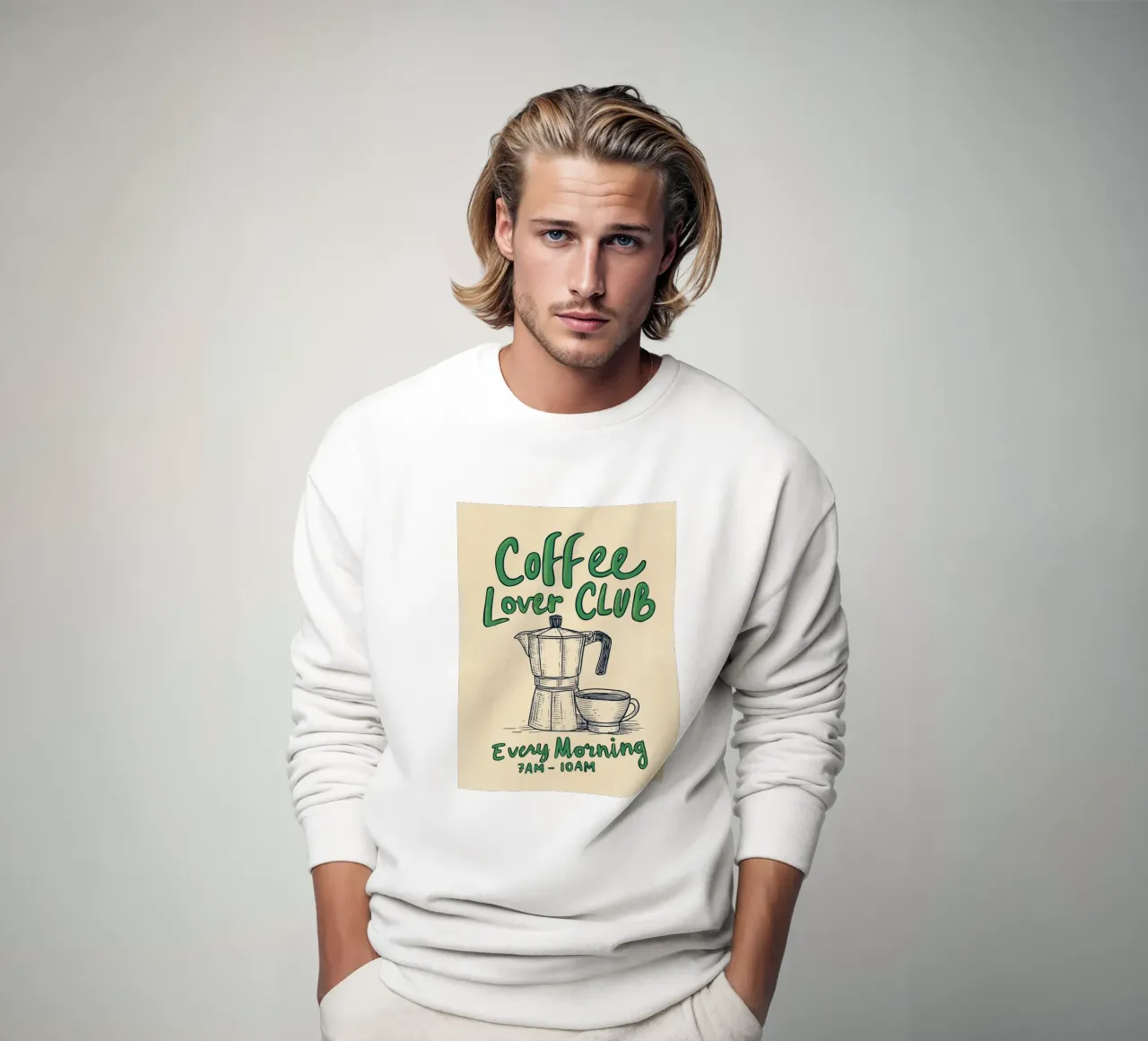 Caffè ogni mattina, verde felpa da Carinaprint