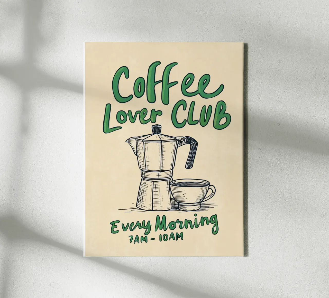 Caffè ogni mattina, verde tela con Cornice a cassetta da Carinaprint
