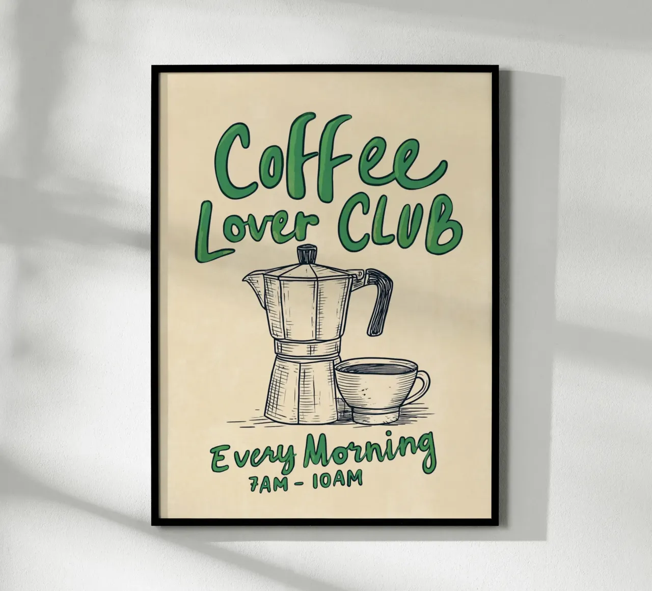 Caffè ogni mattina, verde poster da Carinaprint