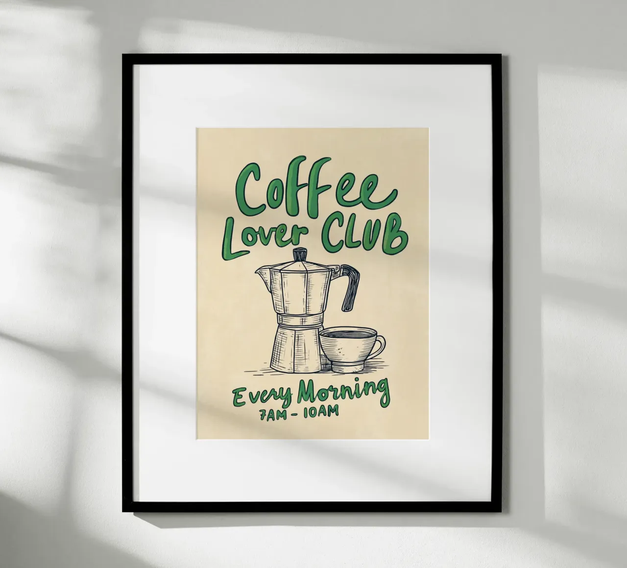 Caffè ogni mattina, verde poster da Carinaprint