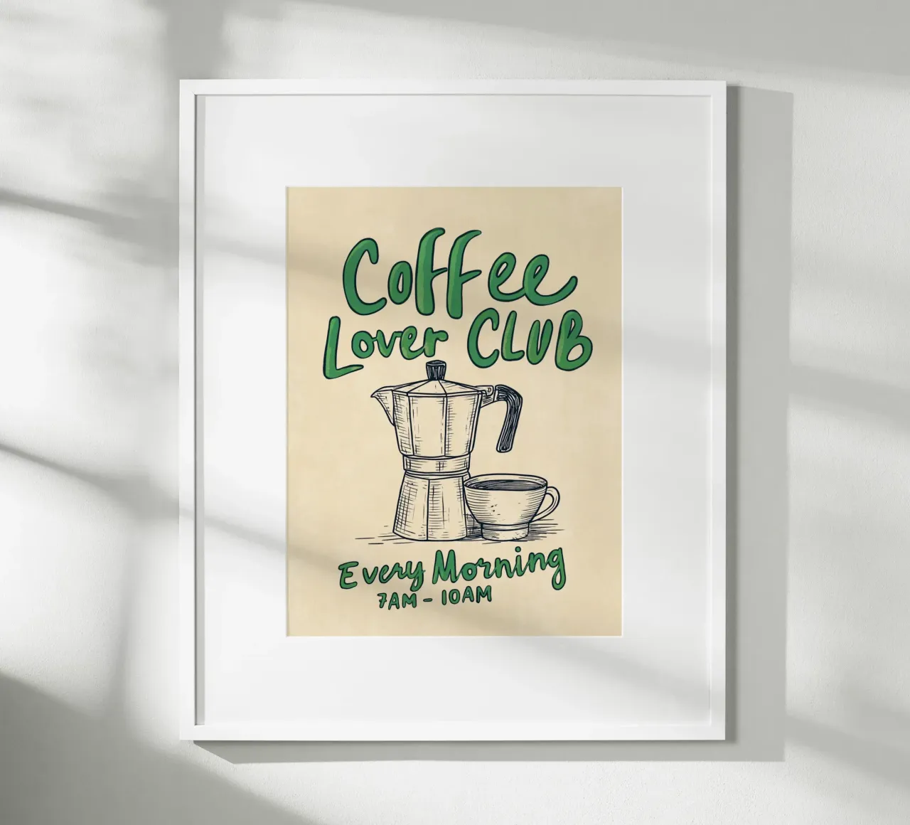 Caffè ogni mattina, verde poster da Carinaprint
