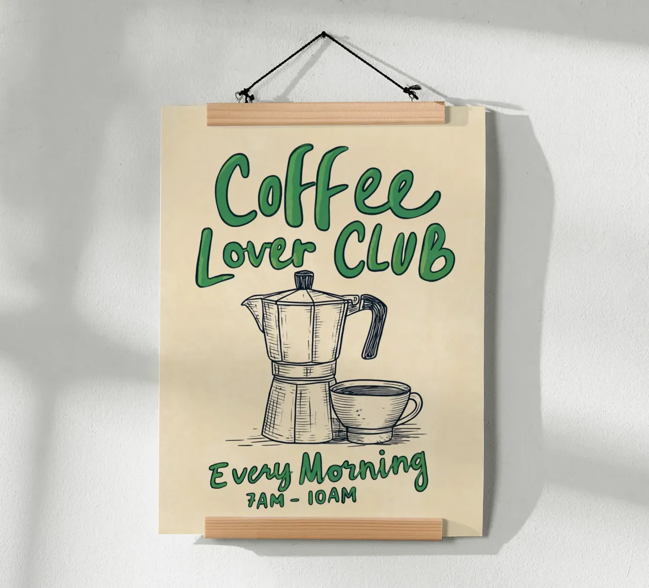 Caffè ogni mattina, verde poster da Carinaprint