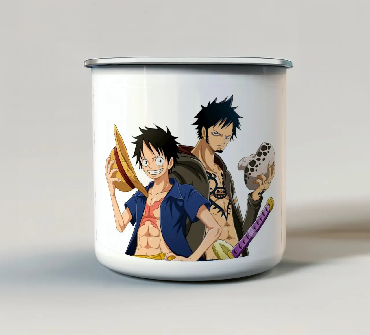 Monkey D Luffy and Trafaglar d law tazza in smalto da Musadad Shop