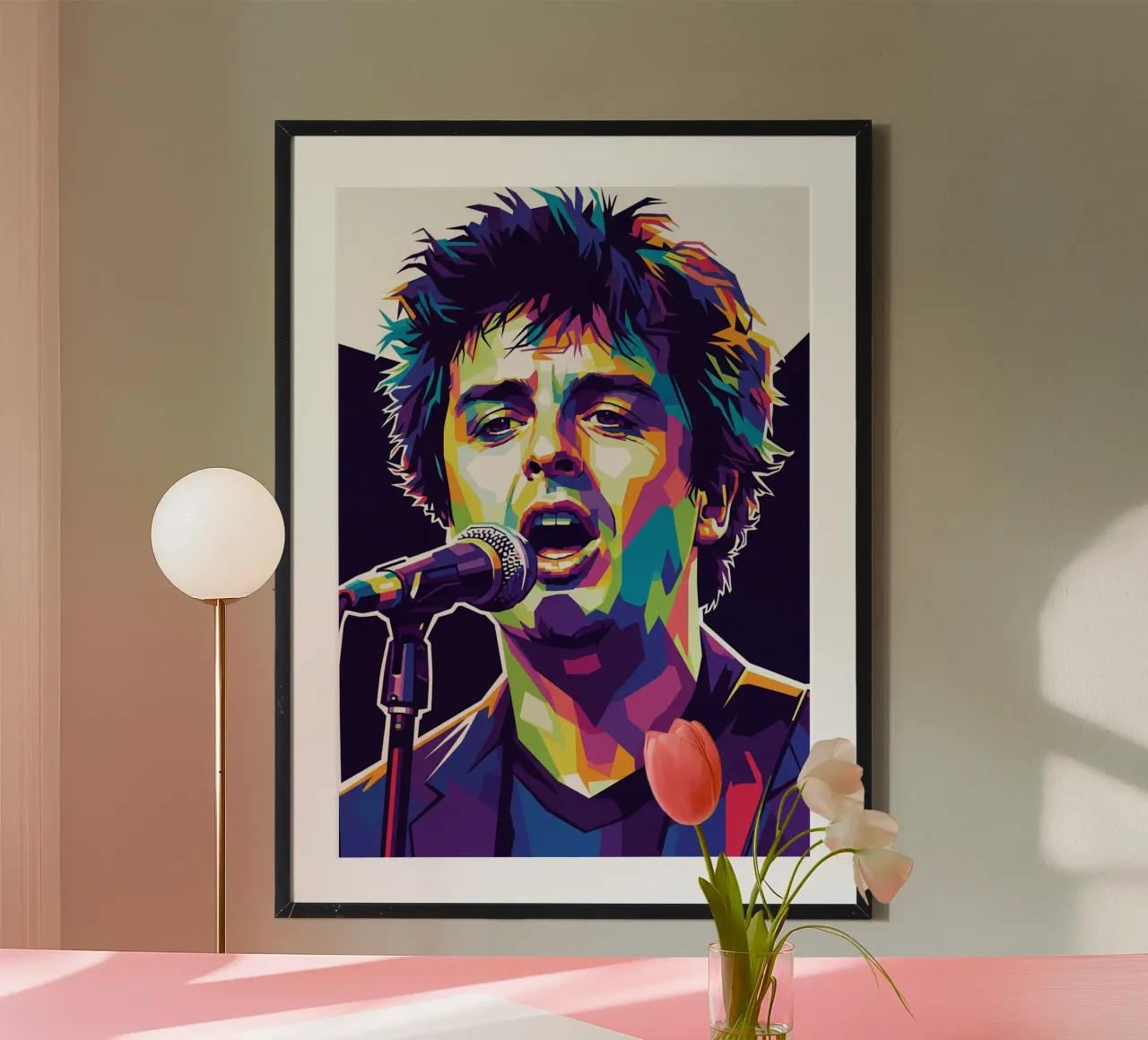 Billie Joe Armstrong - Green Day #8 poster con telaio in legno da Hantamrata