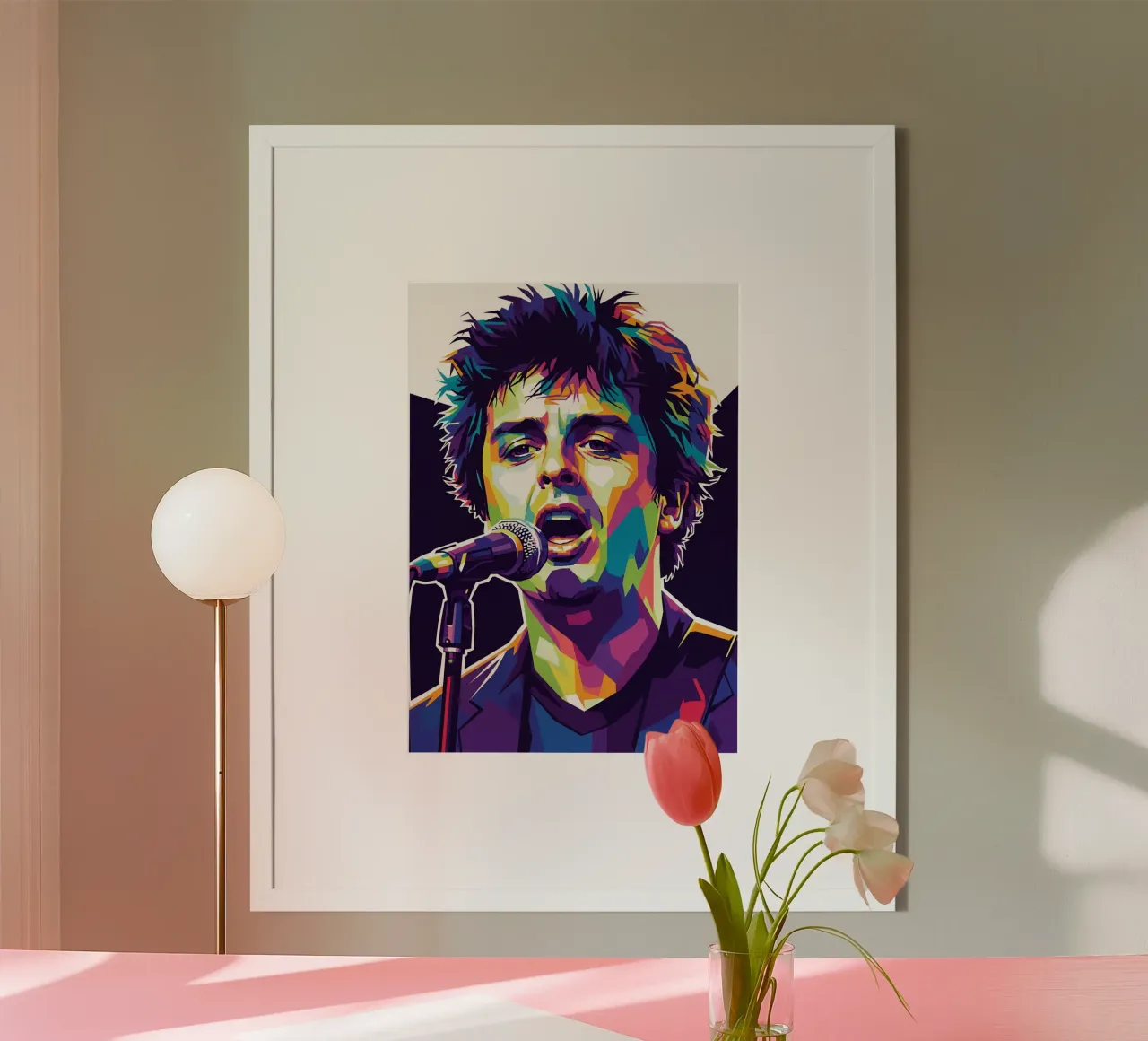 Billie Joe Armstrong - Green Day #8 poster con telaio in legno da Hantamrata