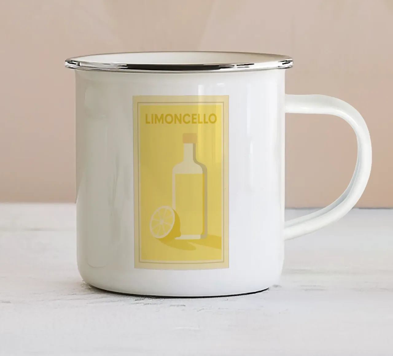 LIMONCELLO - Lo scintillio del limone in un poster minimalista tazza in smalto da Boissons - Affiches & posters - Retro
