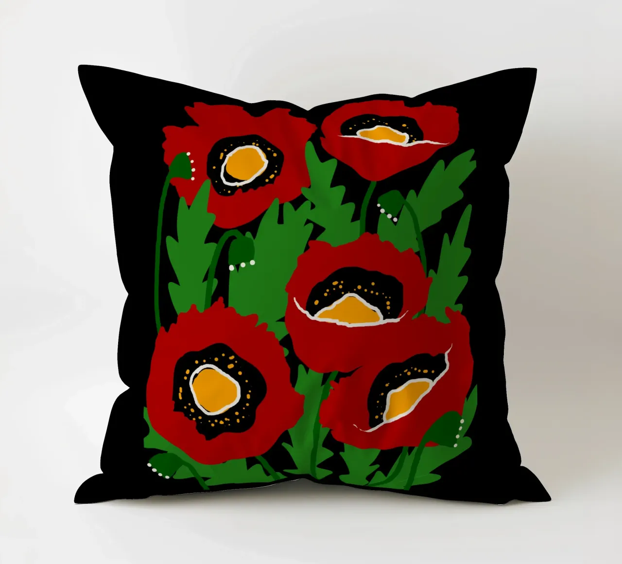 Red poppies cuscino da TijanaArtStudio88