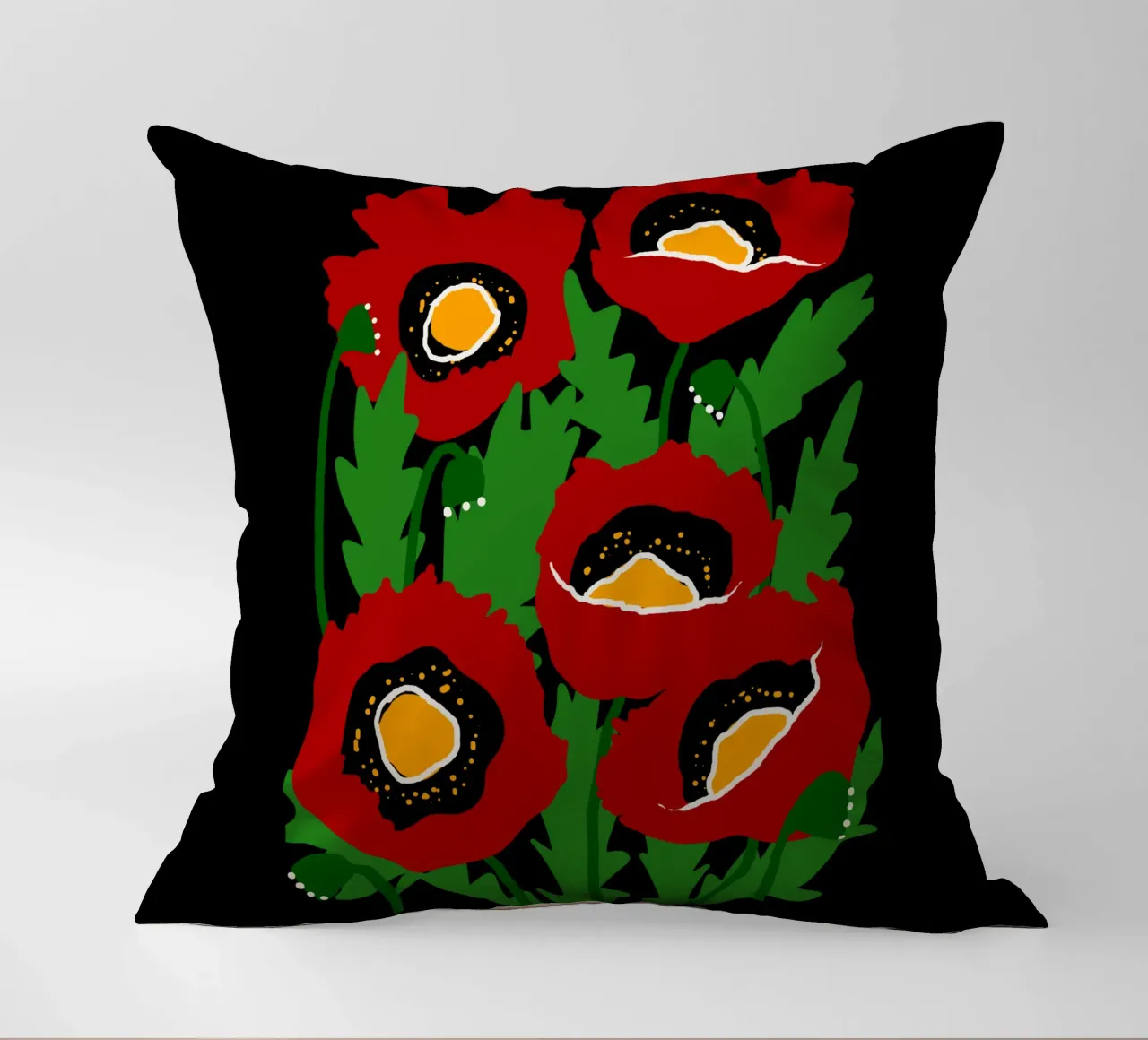 Red poppies cuscino da TijanaArtStudio88