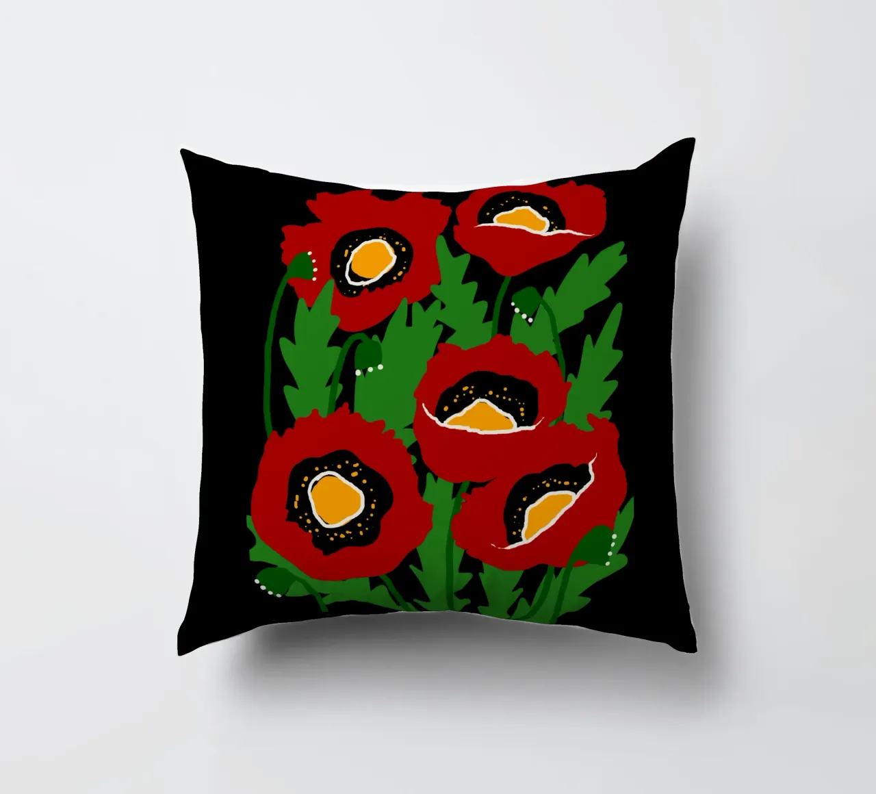 Red poppies cuscino da TijanaArtStudio88