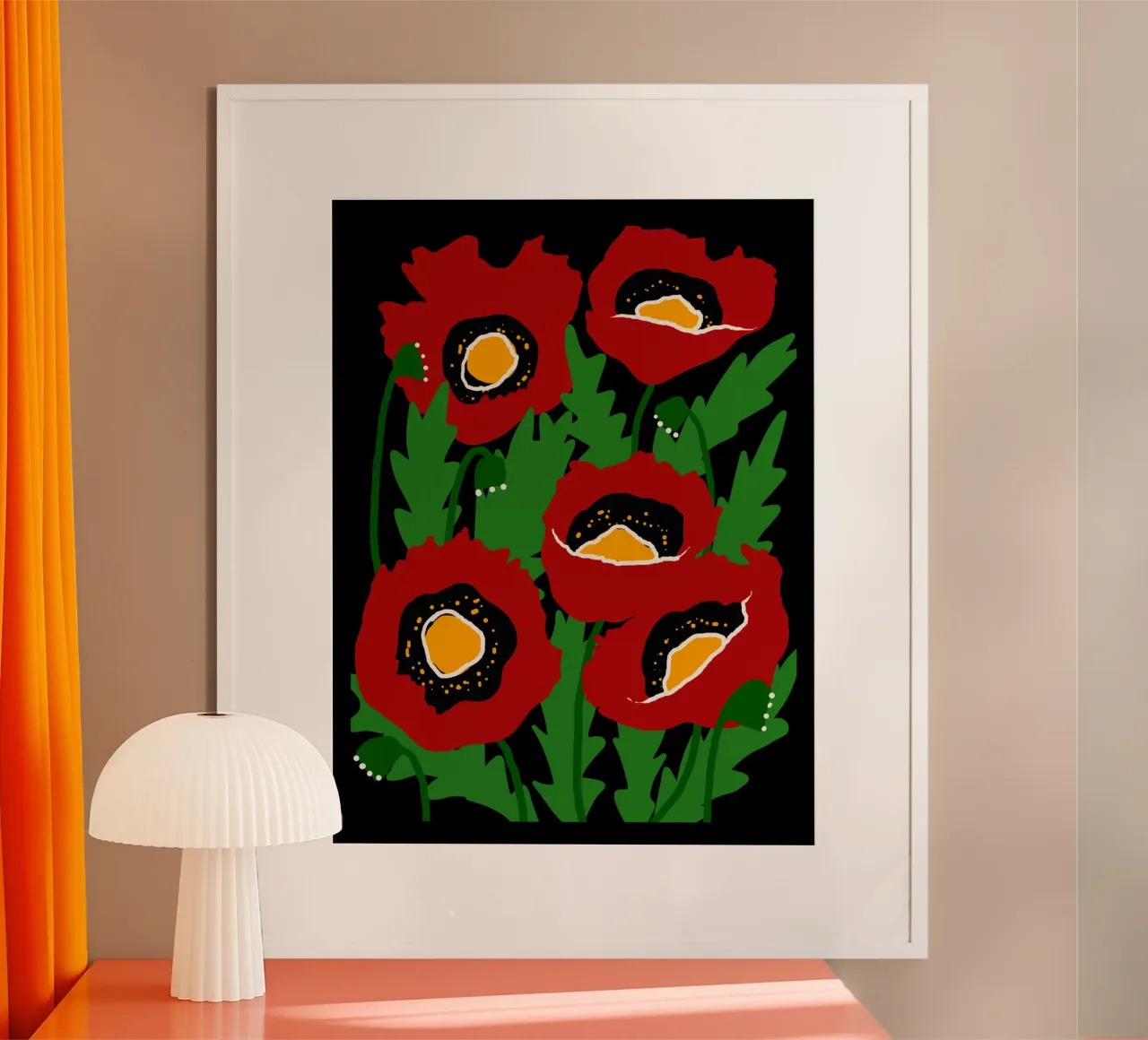 Red poppies poster con telaio in alluminio da TijanaArtStudio88