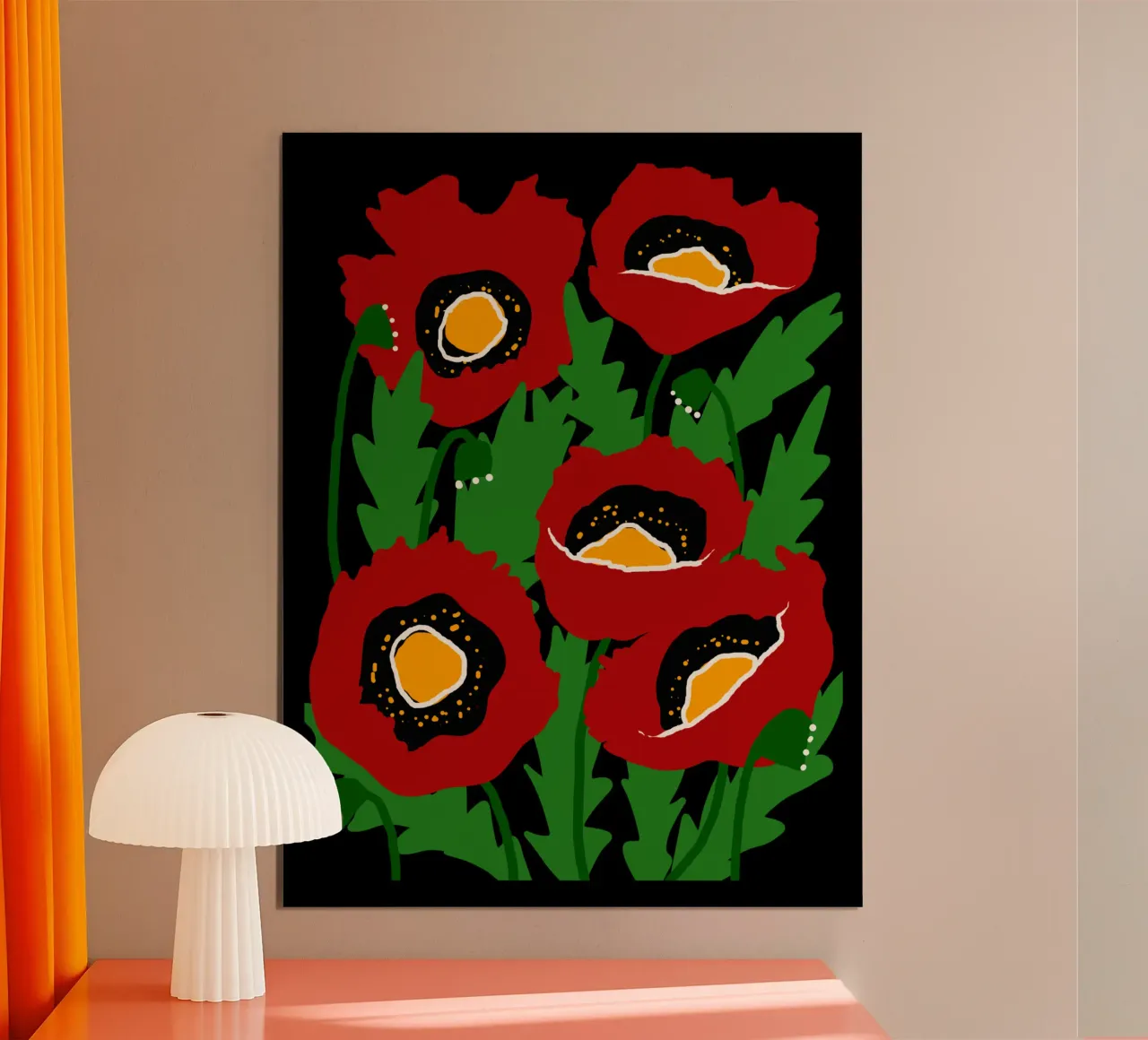 Red poppies poster con telaio in alluminio da TijanaArtStudio88