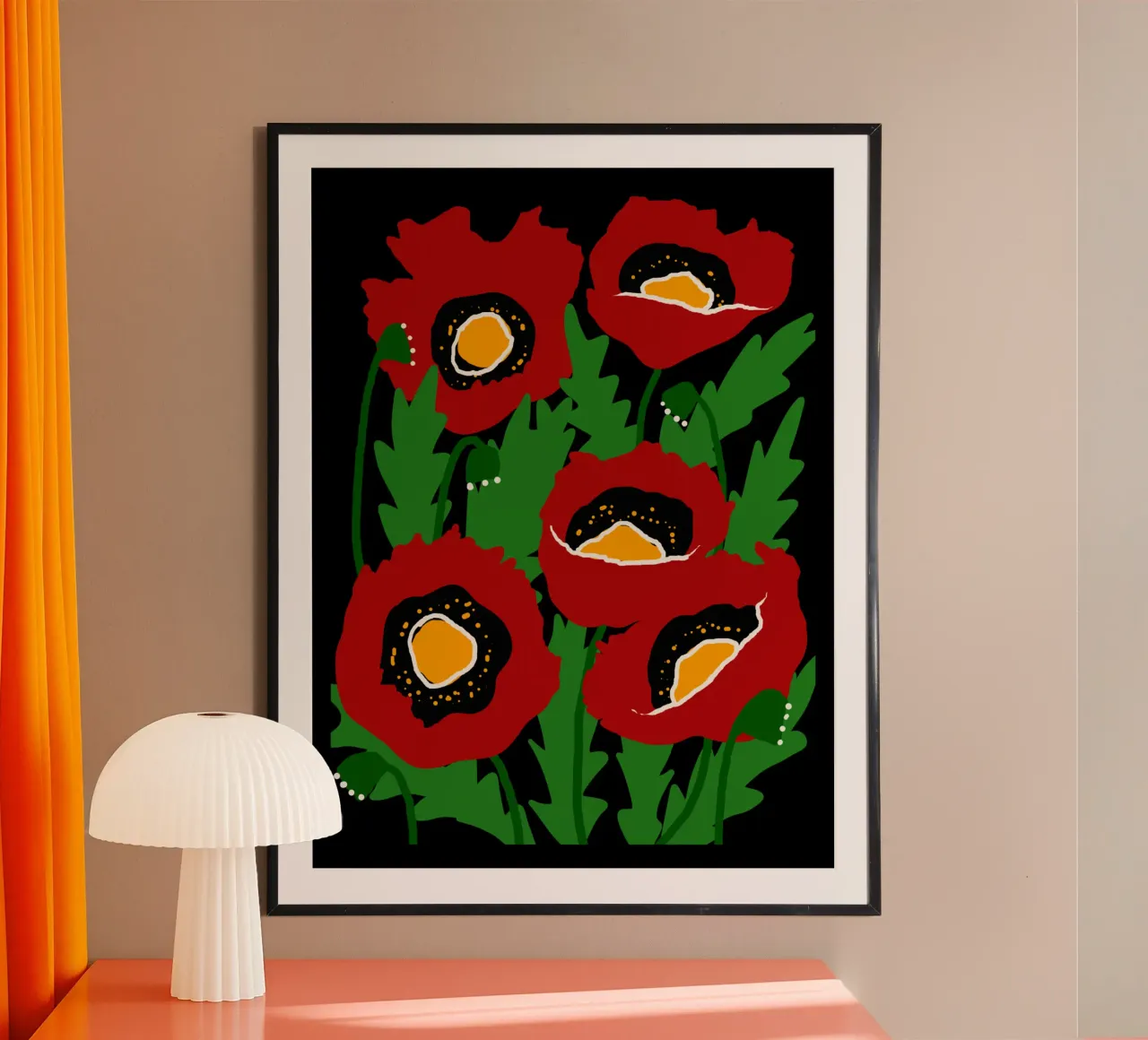 Red poppies poster con telaio in alluminio da TijanaArtStudio88