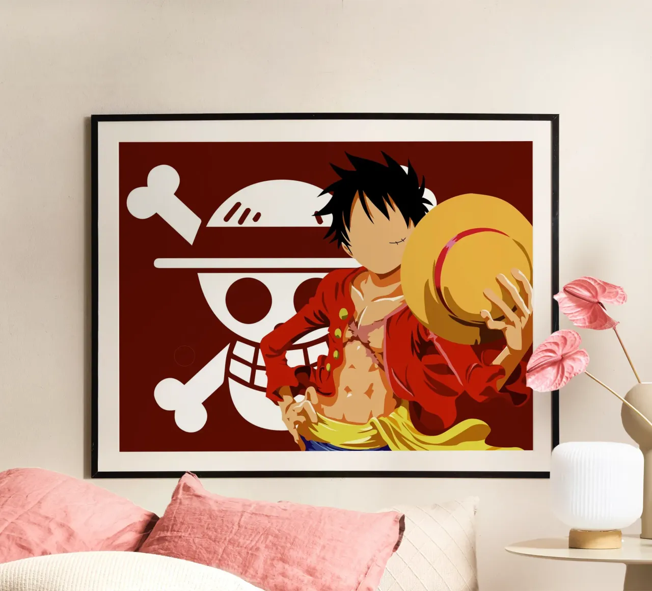Monkey D Luffy poster con telaio in legno da Musadad Shop