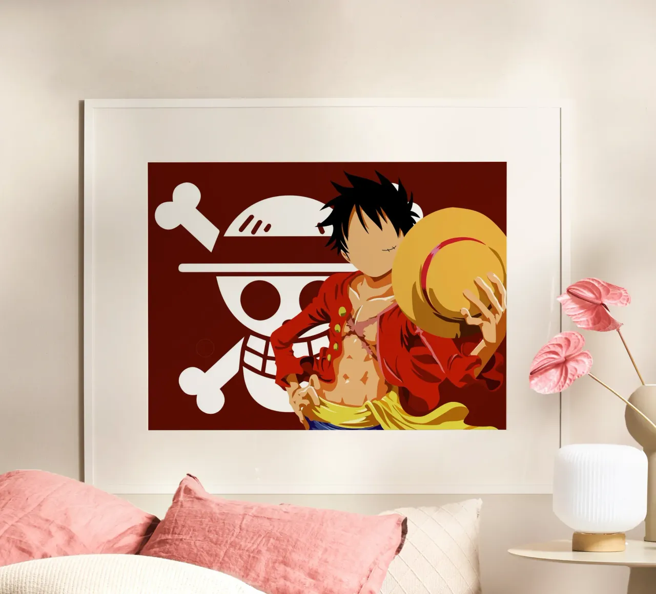 Monkey D Luffy poster con telaio in legno da Musadad Shop