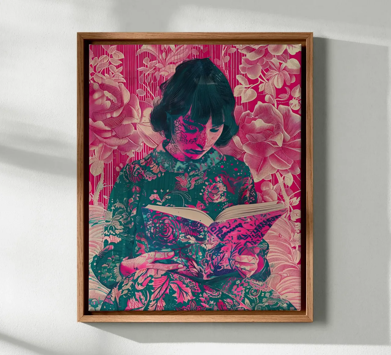 She Reads in Silence canvas with Floater frame by Rustic Grace Studio 02