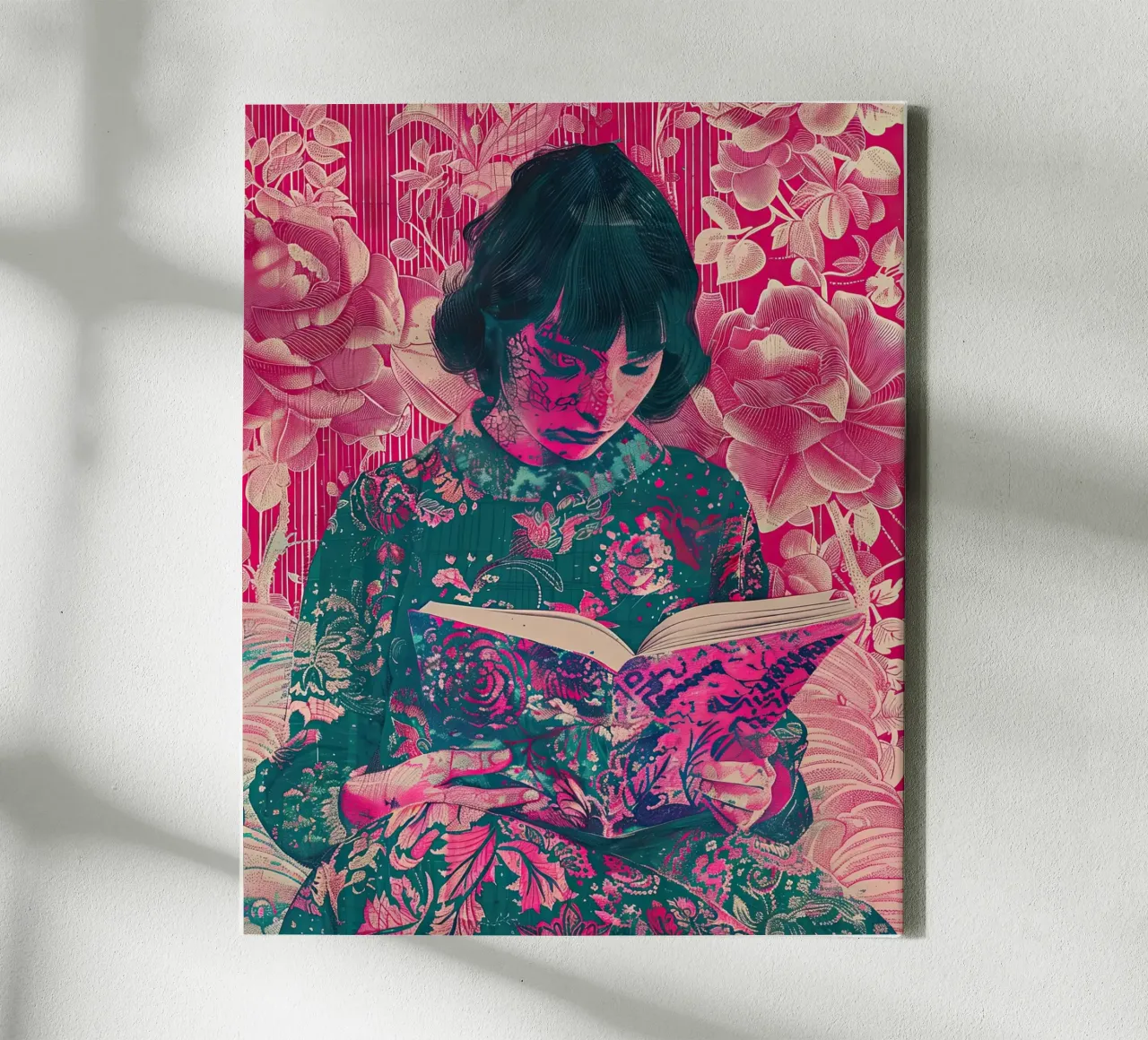 She Reads in Silence canvas with Floater frame by Rustic Grace Studio 02