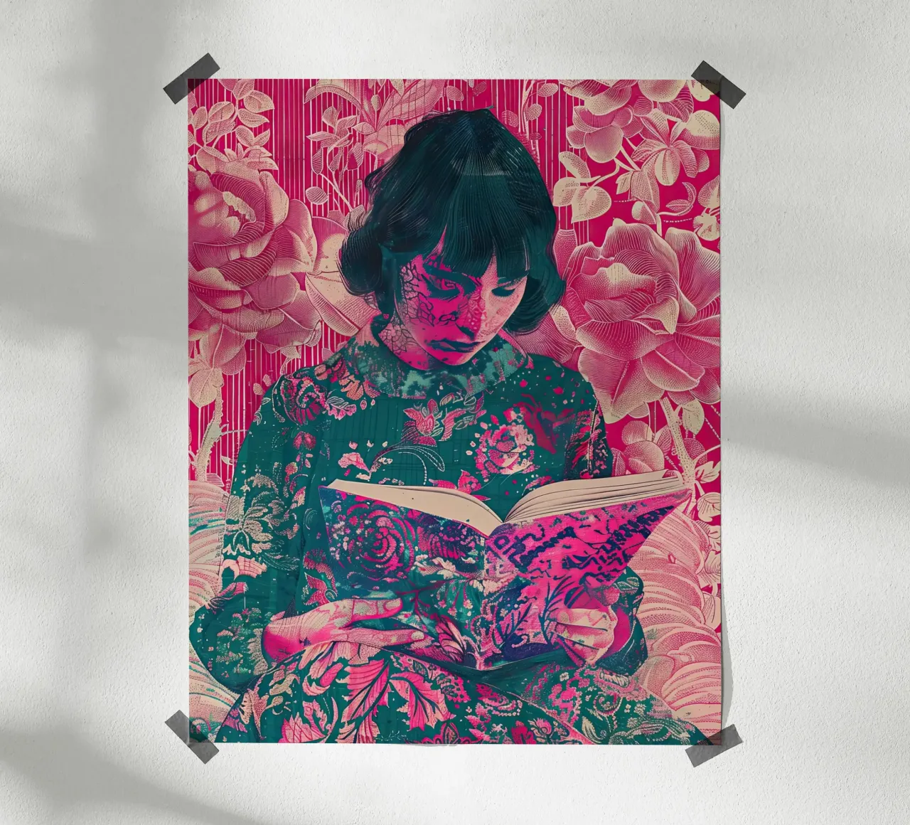 Legge in silenzio poster con telaio in alluminio da Rustic Grace Studio 02